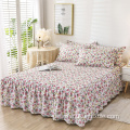 100% Cotton printed bed sheet skirt home king